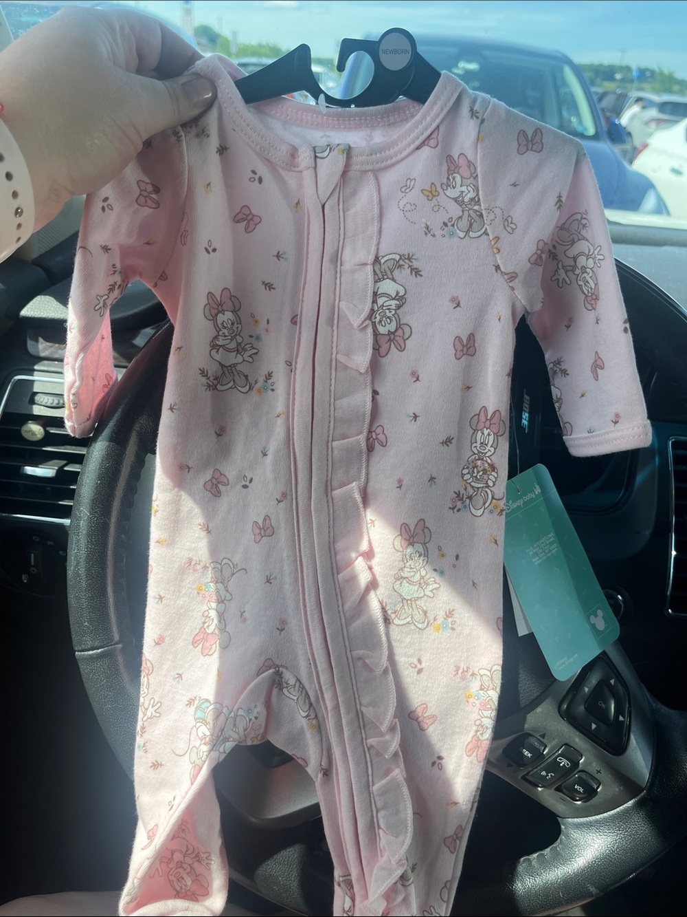 Disney Light Pink Minnie Mouse Ruffle Zip Footie